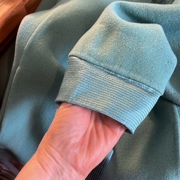 Linda Allard Ellen Tracy Blazer Wool Silk Trim Size 8 Teal Pockets - Picture 6 of 11